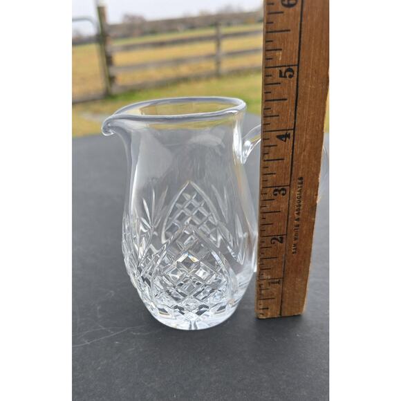 Crystal Glass Creamer Pitcher Clear Cut Diamond Starburst Base Small Decor - Picture 9 of 9